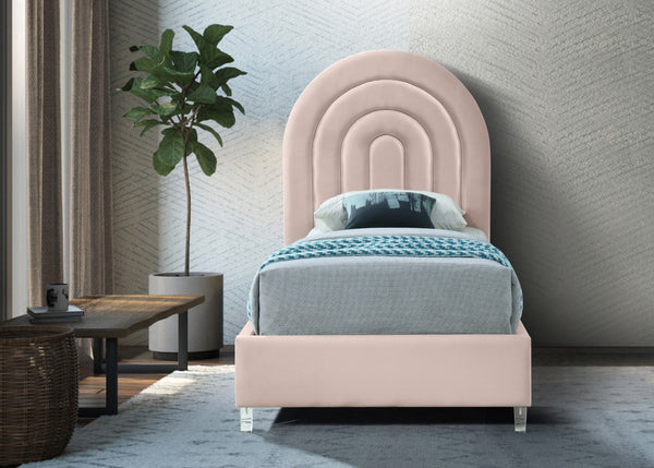 Rainbow Acrylic / Velvet / Engineered Wood / Foam Contemporary Pink Velvet Twin Bed - 44.1" W x 76.4" D x 59.3" H