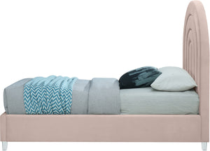 Rainbow Acrylic / Velvet / Engineered Wood / Foam Contemporary Pink Velvet Twin Bed - 44.1" W x 76.4" D x 59.3" H