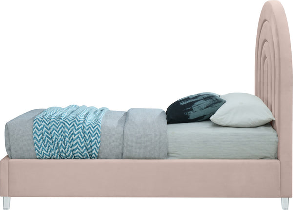 Rainbow Acrylic / Velvet / Engineered Wood / Foam Contemporary Pink Velvet Twin Bed - 44.1" W x 76.4" D x 59.3" H