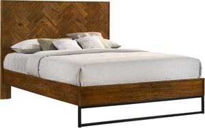 Reed Engineered Wood / Metal Mid Century Antique Coffee King Bed (3 Boxes) - 77.5" W x 83.5" D x 50.5" H
