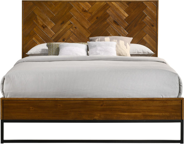 Reed Engineered Wood / Metal Mid Century Antique Coffee King Bed (3 Boxes) - 77.5" W x 83.5" D x 50.5" H