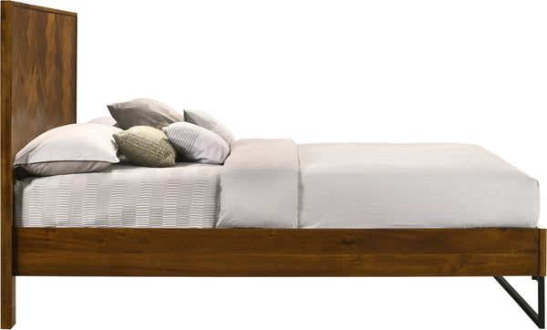Reed Engineered Wood / Metal Mid Century Antique Coffee King Bed (3 Boxes) - 77.5" W x 83.5" D x 50.5" H