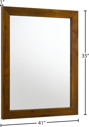 Reed Glass / Engineered Wood Mid Century Antique Coffee Mirror - 41" W x 1" D x 35" H