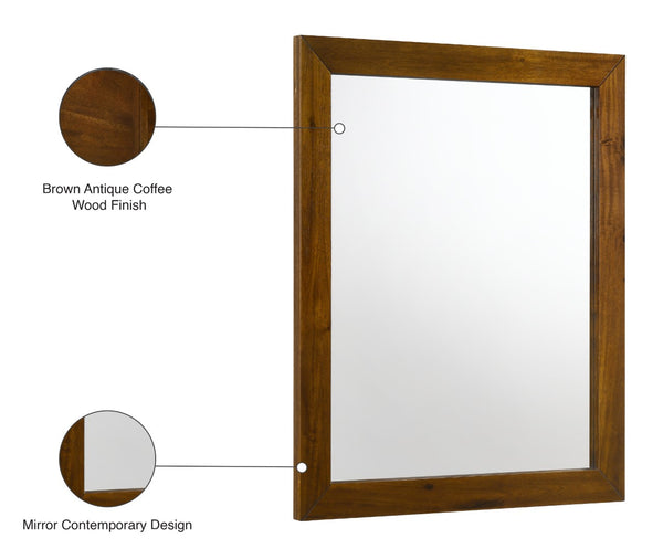Reed Glass / Engineered Wood Mid Century Antique Coffee Mirror - 41" W x 1" D x 35" H