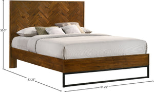 Reed Engineered Wood / Metal Mid Century Antique Coffee Queen Bed (3 Boxes) - 61.5" W x 83.5" D x 50.5" H