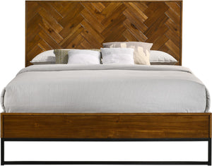 Reed Engineered Wood / Metal Mid Century Antique Coffee Queen Bed (3 Boxes) - 61.5" W x 83.5" D x 50.5" H