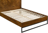 Reed Engineered Wood / Metal Mid Century Antique Coffee Queen Bed (3 Boxes) - 61.5" W x 83.5" D x 50.5" H