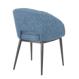 Renee Contemporary Chair in Black Metal Legs and Blue Fabric by LumiSource