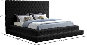 Revel Velvet / Solid Wood / Plywood / Foam Contemporary Black Velvet King Bed (3 Boxes) - 101" W x 98" D x 60" H