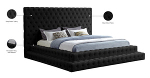 Revel Velvet / Solid Wood / Plywood / Foam Contemporary Black Velvet King Bed (3 Boxes) - 101" W x 98" D x 60" H
