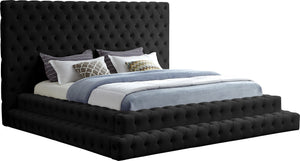 Revel Velvet / Solid Wood / Plywood / Foam Contemporary Black Velvet King Bed (3 Boxes) - 101" W x 98" D x 60" H