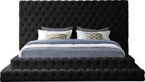 Revel Velvet / Solid Wood / Plywood / Foam Contemporary Black Velvet King Bed (3 Boxes) - 101" W x 98" D x 60" H