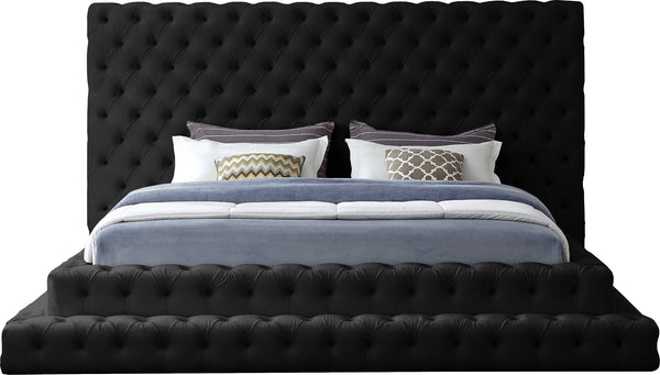 Revel Velvet / Solid Wood / Plywood / Foam Contemporary Black Velvet King Bed (3 Boxes) - 101" W x 98" D x 60" H