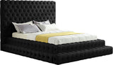 Revel Velvet / Solid Wood / Plywood / Foam Contemporary Black Velvet Queen Bed (3 Boxes) - 85" W x 98" D x 60" H