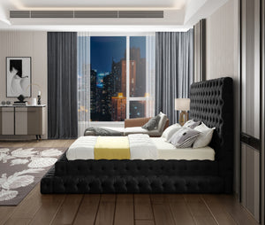 Revel Velvet / Solid Wood / Plywood / Foam Contemporary Black Velvet Queen Bed (3 Boxes) - 85" W x 98" D x 60" H