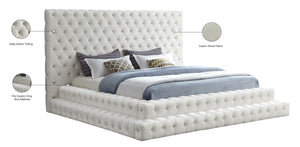 Revel Velvet / Solid Wood / Plywood / Foam Contemporary Cream Velvet King Bed (3 Boxes) - 101" W x 98" D x 60" H