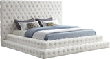 Revel Velvet / Solid Wood / Plywood / Foam Contemporary Cream Velvet King Bed (3 Boxes) - 101" W x 98" D x 60" H