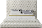 Revel Velvet / Solid Wood / Plywood / Foam Contemporary Cream Velvet Queen Bed (3 Boxes) - 85" W x 98" D x 60" H