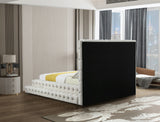 Revel Velvet / Solid Wood / Plywood / Foam Contemporary Cream Velvet Queen Bed (3 Boxes) - 85" W x 98" D x 60" H