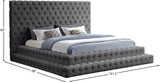 Revel Velvet / Solid Wood / Plywood / Foam Contemporary Grey Velvet King Bed (3 Boxes) - 101" W x 98" D x 60" H