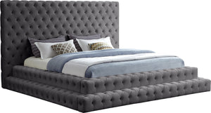 Revel Velvet / Solid Wood / Plywood / Foam Contemporary Grey Velvet King Bed (3 Boxes) - 101" W x 98" D x 60" H