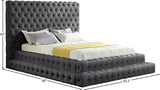 Revel Velvet / Solid Wood / Plywood / Foam Contemporary Grey Velvet Queen Bed (3 Boxes) - 85" W x 98" D x 60" H