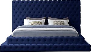 Revel Velvet / Solid Wood / Plywood / Foam Contemporary Navy Velvet King Bed (3 Boxes) - 101" W x 98" D x 60" H