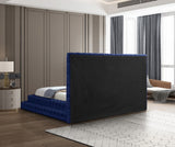 Revel Velvet / Solid Wood / Plywood / Foam Contemporary Navy Velvet King Bed (3 Boxes) - 101" W x 98" D x 60" H