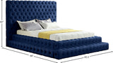 Revel Velvet / Solid Wood / Plywood / Foam Contemporary Navy Velvet Queen Bed (3 Boxes) - 85" W x 98" D x 60" H