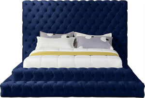 Revel Velvet / Solid Wood / Plywood / Foam Contemporary Navy Velvet Queen Bed (3 Boxes) - 85" W x 98" D x 60" H