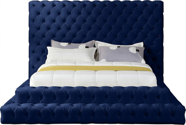 Revel Velvet / Solid Wood / Plywood / Foam Contemporary Navy Velvet Queen Bed (3 Boxes) - 85" W x 98" D x 60" H