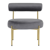 Rhonda Contemporary/Glam Accent Chair in Gold Steel and Silver Velvet by LumiSource