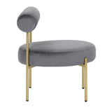 Rhonda Contemporary/Glam Accent Chair in Gold Steel and Silver Velvet by LumiSource