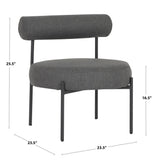 Rhonda Contemporary Accent Chair in Black Steel and Charcoal Fabric by LumiSource