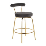 Rhonda Glam Counter Stool in Gold Metal and Black Velvet by LumiSource - Set of 2