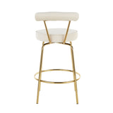 Rhonda Glam Counter Stool in Gold Metal and Cream Velvet by LumiSource - Set of 2