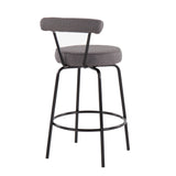 Rhonda Contemporary Counter Stool in Black Steel and Charcoal Fabric by LumiSource - Set of 2
