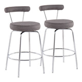 Rhonda Contemporary Counter Stool in Chrome and Charcoal Fabric by LumiSource - Set of 2