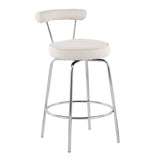 Rhonda Contemporary Counter Stool in Chrome and Cream Fabric by LumiSource - Set of 2