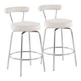 Rhonda Contemporary Counter Stool in Chrome and Cream Fabric by LumiSource - Set of 2