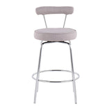 Rhonda Contemporary Counter Stool in Chrome and Light Grey Fabric by LumiSource - Set of 2