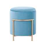 Rhonda Glam Storage Ottoman in Gold Metal and Teal Velvet by LumiSource