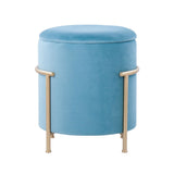 Rhonda Glam Storage Ottoman in Gold Metal and Teal Velvet by LumiSource