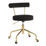 Rhonda Contemporary/Glam Task Chair in Gold Steel and Black Velvet by LumiSource