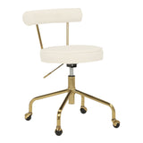Rhonda Contemporary/Glam Task Chair in Gold Steel and Cream Velvet by LumiSource