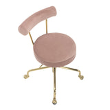 Rhonda Contemporary/Glam Task Chair in Gold Steel and Pink Velvet by LumiSource