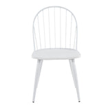 Riley Industrial High Back Armless Chair in White Metal and White Wood by LumiSource - Set of 2