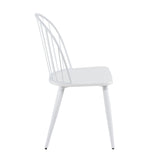 Riley Industrial High Back Armless Chair in White Metal and White Wood by LumiSource - Set of 2