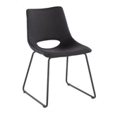 Robbi Contemporary Dining Chair in Black Steel and Black Faux Leather by LumiSource - Set of 2