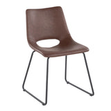 Robbi Contemporary Dining Chair in Black Steel and Brown Faux Leather by LumiSource - Set of 2